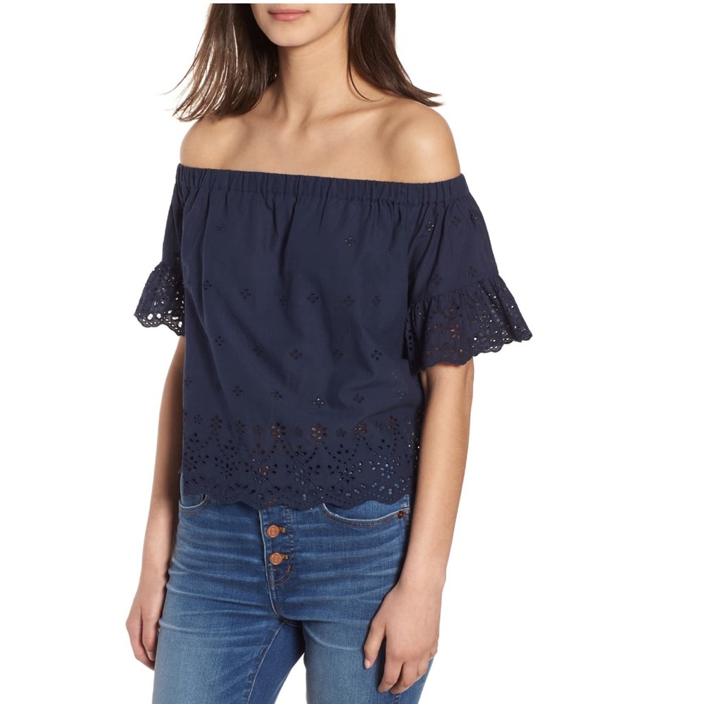 Madewell Off the shoulder Eyelet Top